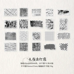 Retro Black and White Half Transparent Stickers for Creative Journaling and Scrapbooking (40pcs) (D)