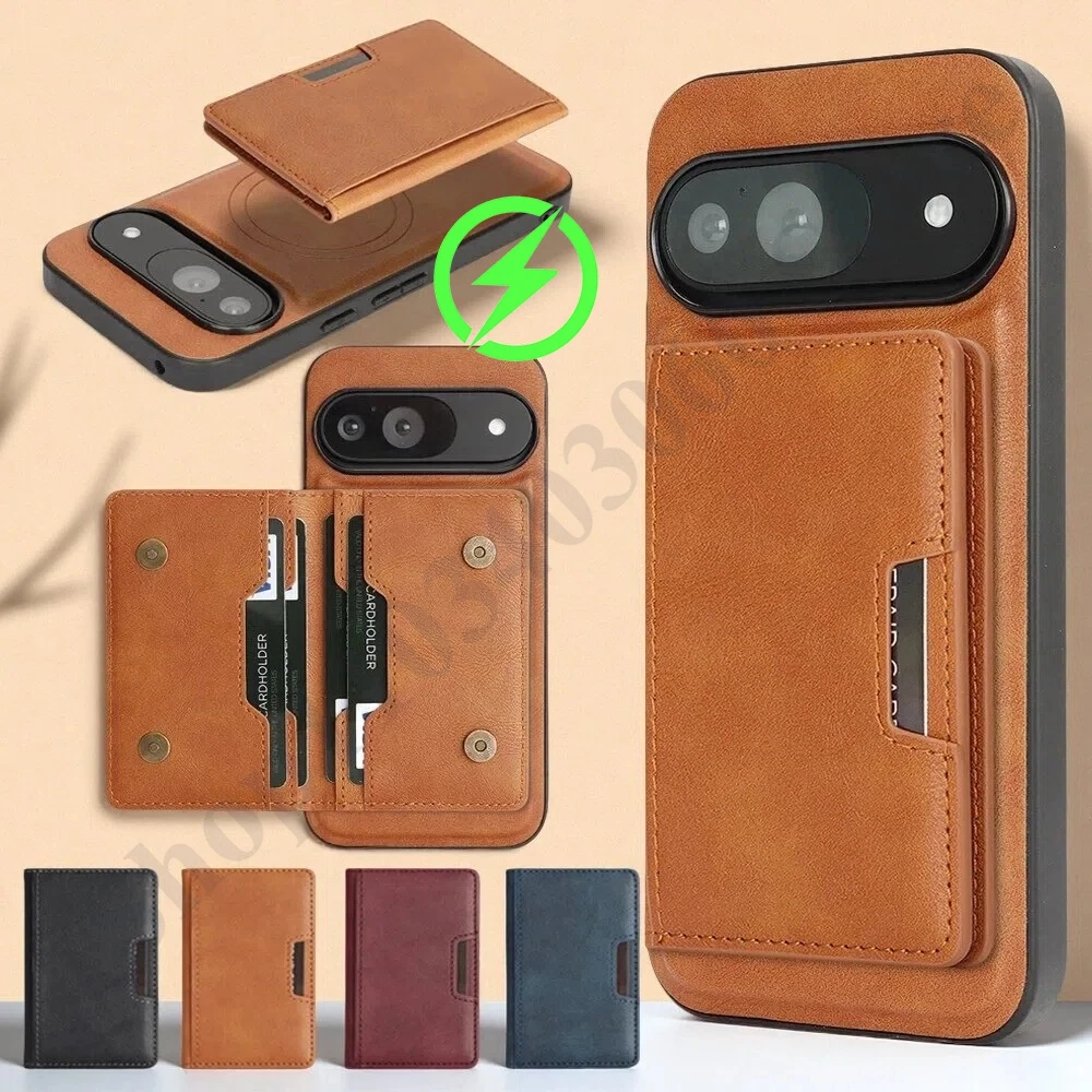 Premium 2-in-1 Leather Phone Case with Magnetic Wireless Charging & Card Slots