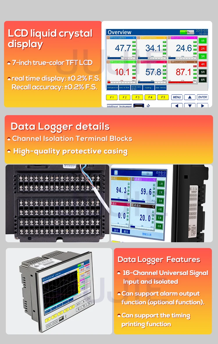 Temperature Data Logger Humidity Pressure Voltage Current Real Time Datalogger w
