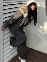 2000s Aesthetic Black Elegant Jacket Woman 2025 Winter Y2k Zip Up Hooded Design Harajuku Coat Female Loose Casual Punk Outfits - Image 5