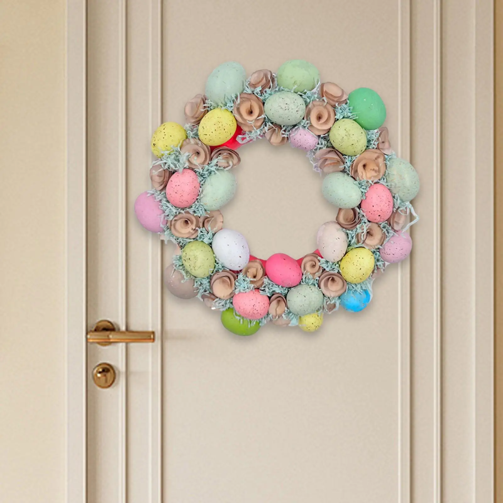 16inch Colorful Easter Egg Wreath Decoration Easter Party Supplies for Farmhouse Home Decor Accessory Sturdy Multipurpose