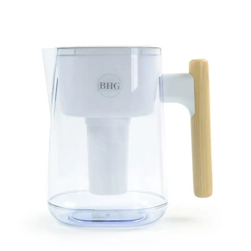 

Water Filter Pitcher, 7 Cup, Compatible, White, Wooden Handle - Size 9x5x9 inches Restaurant Cheese cloth Keuken zeef rvs Kitc