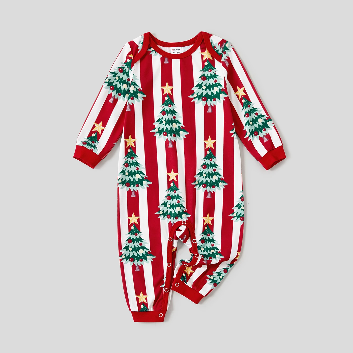 thumbnail image 1 of Conjuntos de pijamas de manga larga con estampado de árboles de Navidad a juego para toda la familia PatPat (resistentes al fuego), 1 of 5