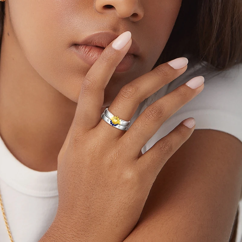 Original Design 925 Sterling Silver Colorful Cubic Zircon Ring For Women Wedding Engagement Birthday Silver Jewelry Gift