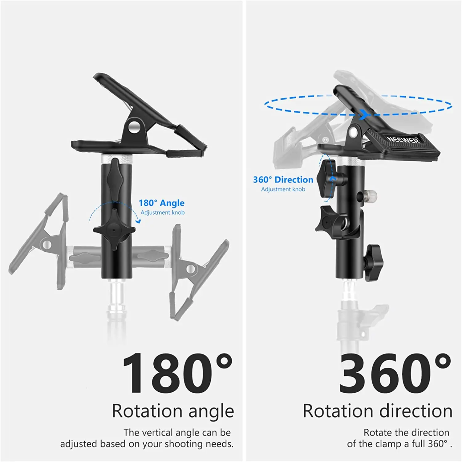 NEEWER Photo Studio Heavy Duty Metal Clamp Holder with 5/8" Light Stand Attachment for Reflector