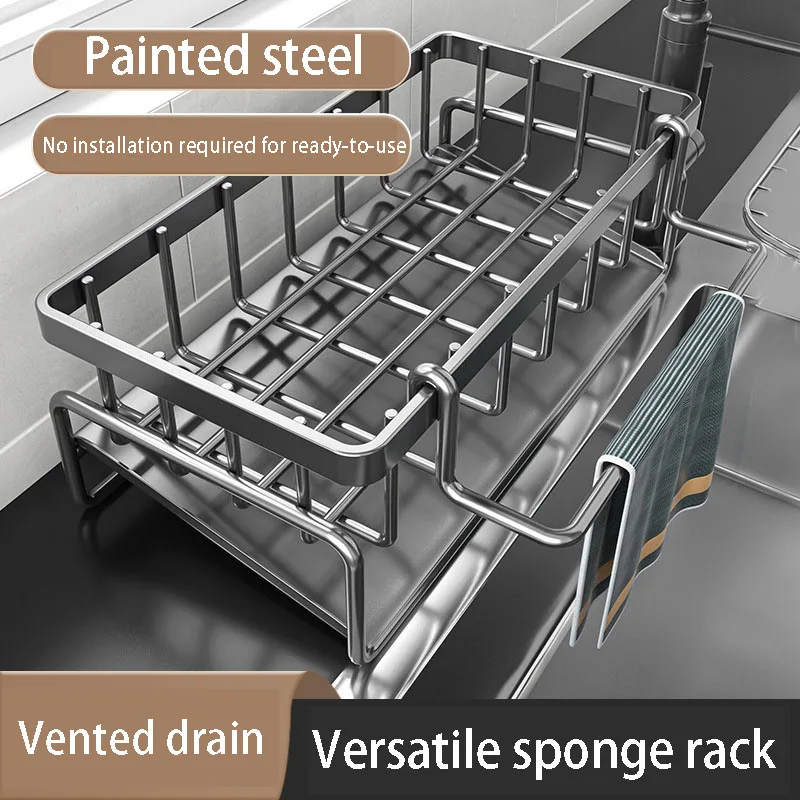 Kitchen Accessories Draining Rack Kitchen Storage Organization No Punching Required Sink Cleanup Shelf Organizer Organizing Home
