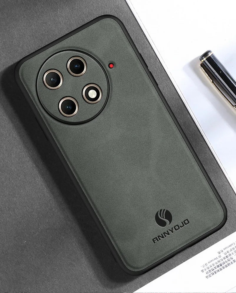 Matte Plain Leather Phone Case with Built-in Metal Car Mount Holder Cover