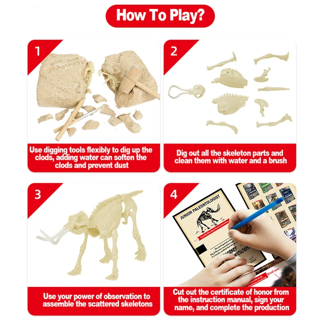 Dinosaur Fossil Excavation Kits Education Archeology Exquisite Jurassic Toy Set Game Action Children Figure Skeleton Model Gift 4