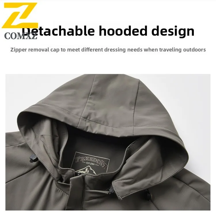 Men Outdoor Sport Hooded Windbreaker Detachable Spring Autumn Zip-Up Casual Coat Fashion Business Office  Lightweight ​Jacket