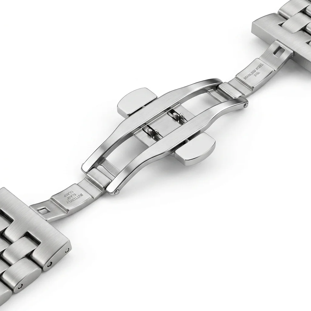 Universal Solid Stainless Steel Silver Watch Band - Premium Metal Bracelet Replacement