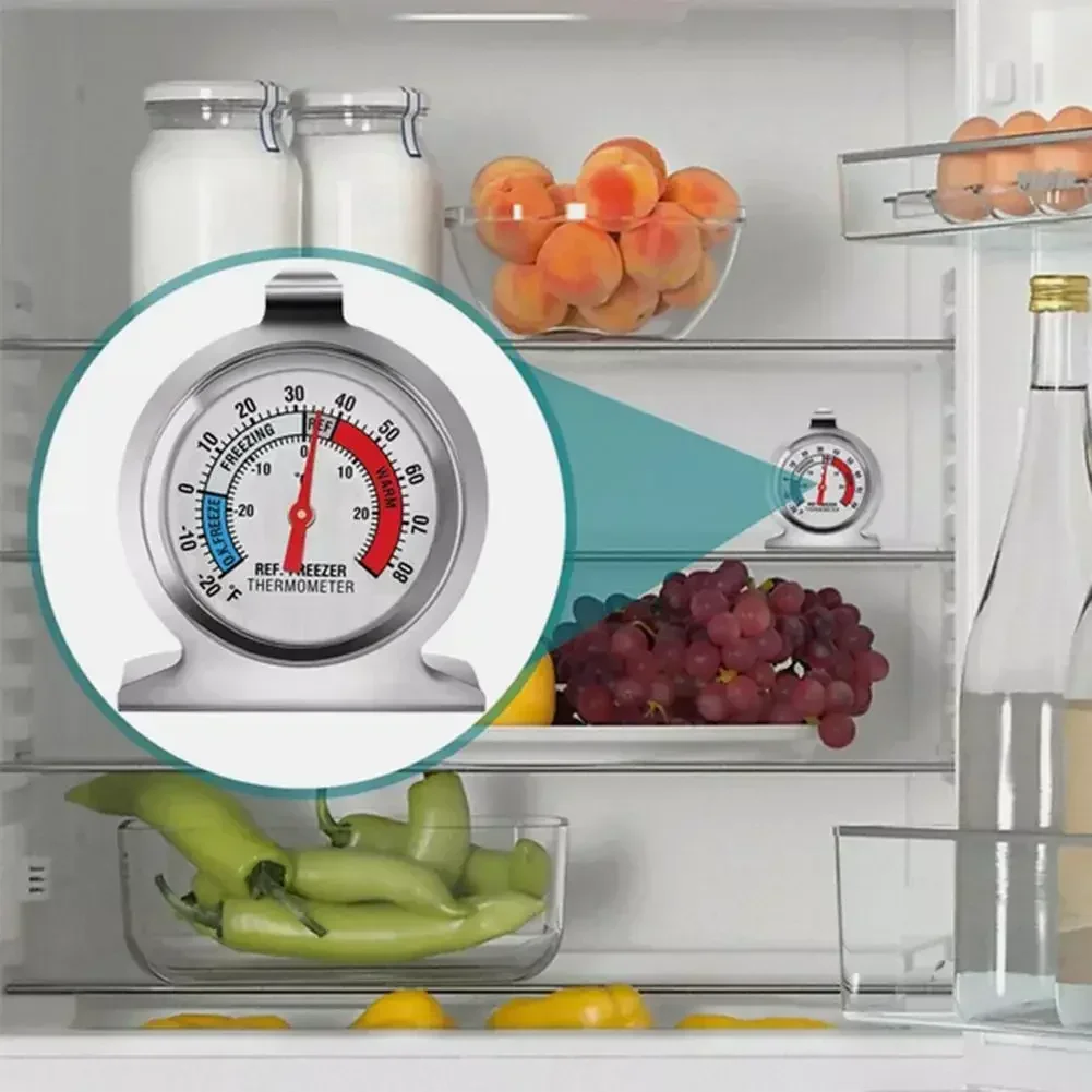 1pc Refrigerator Thermometer -30~30&deg;C/-20~80&deg;F Classic Fridge Analog Thermometer Large Dial With Red Indicator