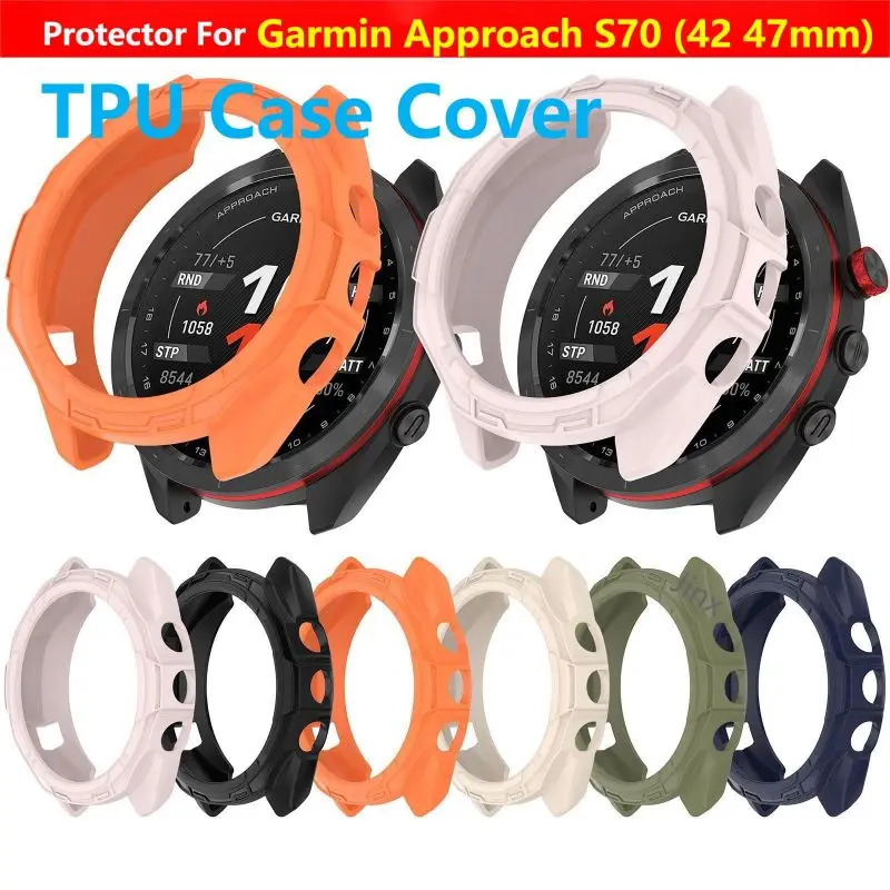 TPU 보호 케이스 커버, 가민 어프로치 S70, 42mm, 47mm, 스마트 워치 스트랩, 소프트 실리콘 스트랩, 범퍼 보호대 쉘