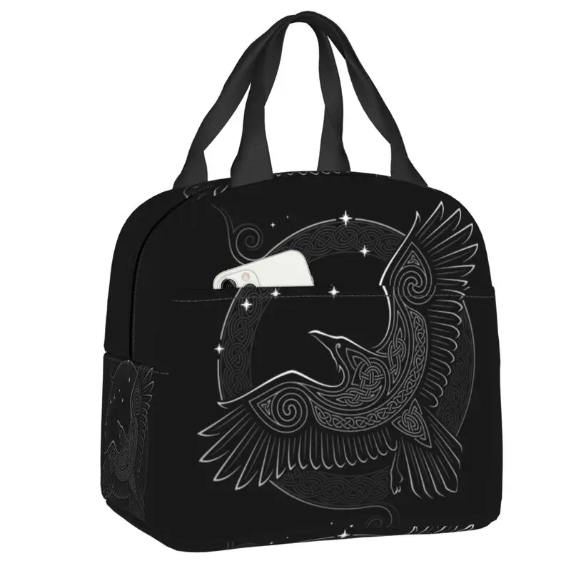 

Northern Raven Insulated Lunch Bag for Work School Norse Viking Crow Portable Thermal Cooler Bento Box Women Children