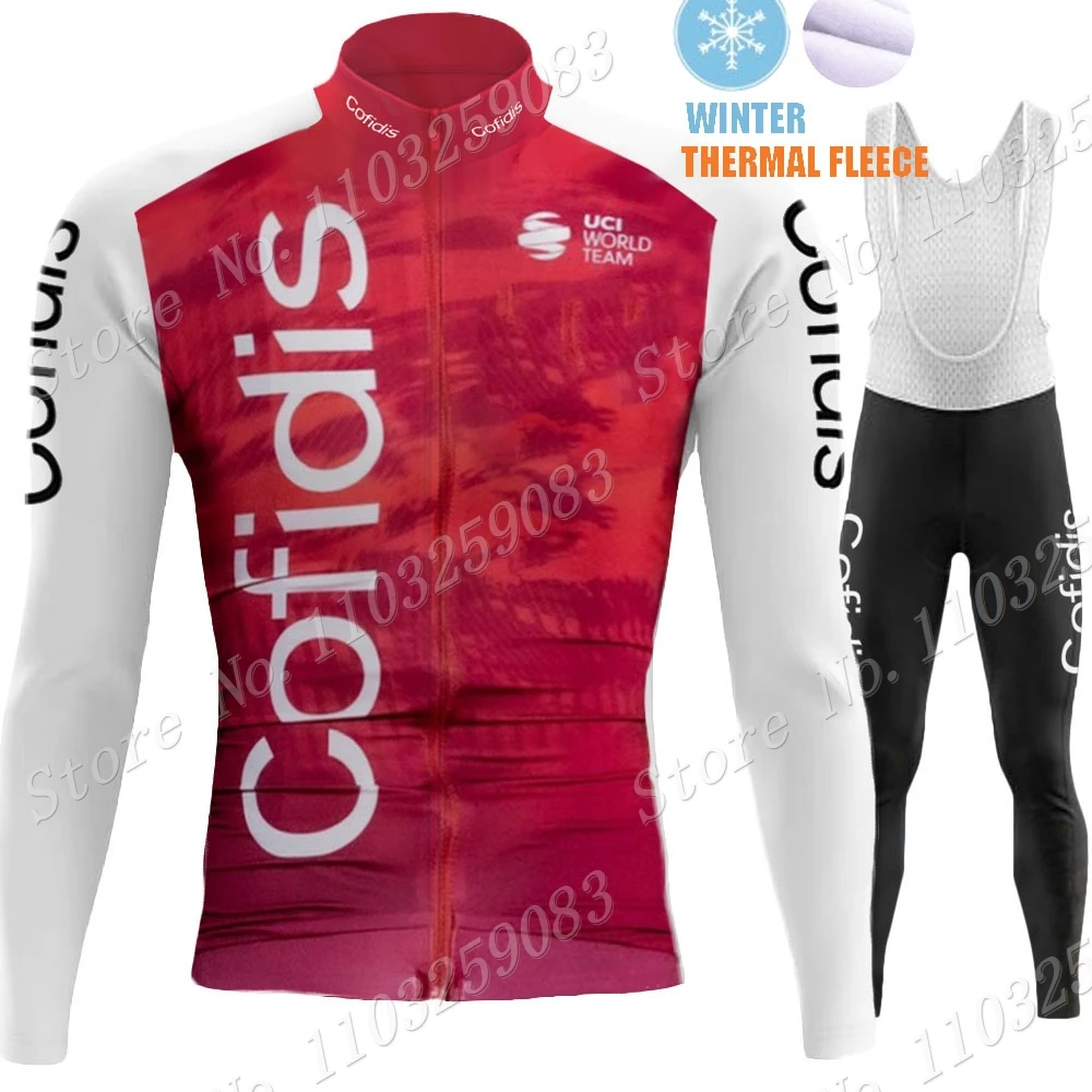 Cofidis Cycling Jersey Set Team Long Sleeve France Cycling Red Clothing Bike Thermal Jacket Suit Pants Bib MTB Ropa Maillot