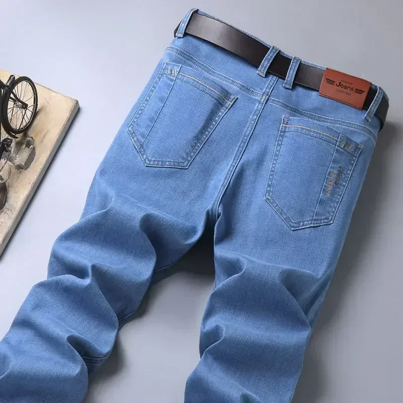 thumbnail image 1 of Pantalones vaqueros elásticos para hombre, rectos, con bolsillos, para trabajo, estilo retro, años 90, estilo gótico, 1 of 5