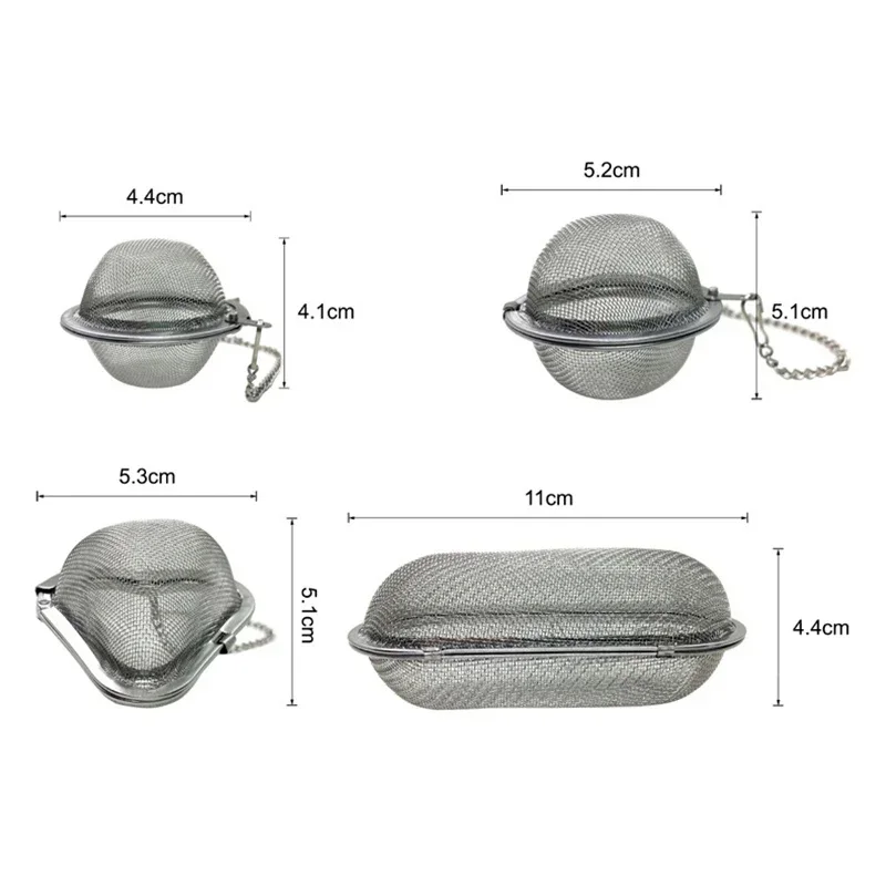 Oval Heart Sphere Shape Stainless Steel Mesh Ball Tea and Spice Infuser with Chain