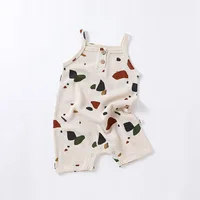 Summer Baby Rompers Waffle Boys Clothes Sleeveless Girls Jumpsuits 6