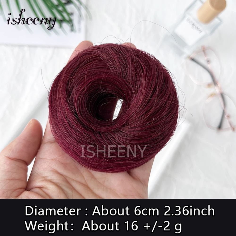 Natural Straight Human Hair Buns Real Human Hair Chignon Hairpiece Stretchy Donut Updo with Elastic Band Natural for Messy Bun