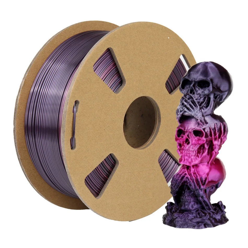 EasyThreed 3D 프린터 필라멘트, 듀얼 컬러 PLA, 필라멘트 실크 PLA, 3D 인쇄 재료, 플라스틱 멀티 컬러 필라멘트, 1kg, 1.75mm