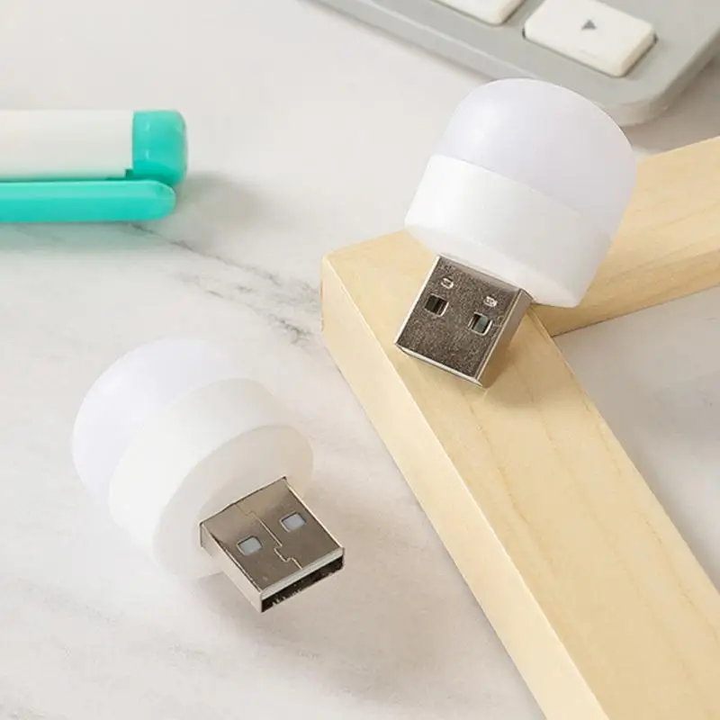 USB Night Light Mini LED Night Light USB Plug Lamp Power Bank Charging Book Lights Small Round Reading Eye Protection Lamps