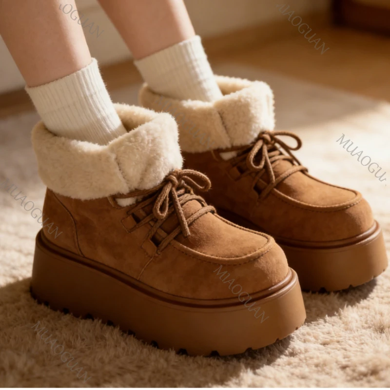 Women's Platform Snow Boots With Non-slip Sole For Winter_voghion.com