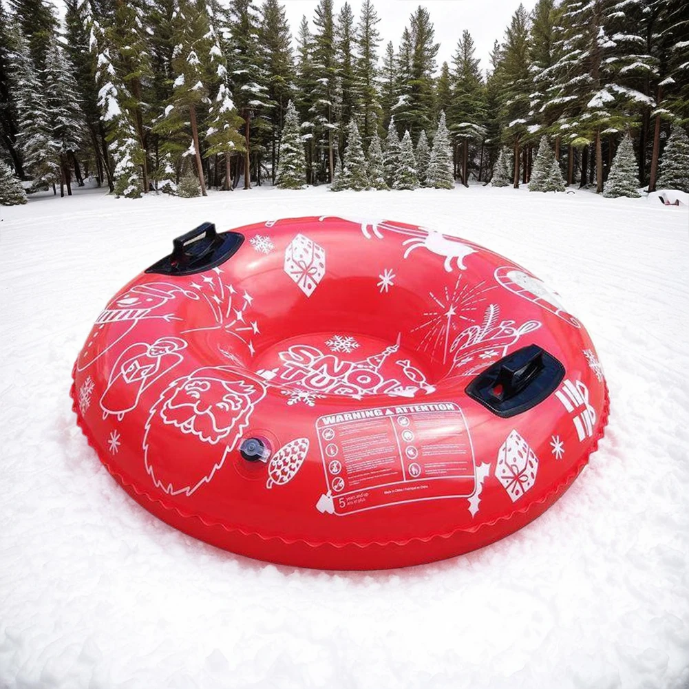 Inflatable Ski Circle Ring PVC Sledding Tube Waterproof Snow Tubing Winter Snow Tube with Handle Outdoor Sports for Kids Adults