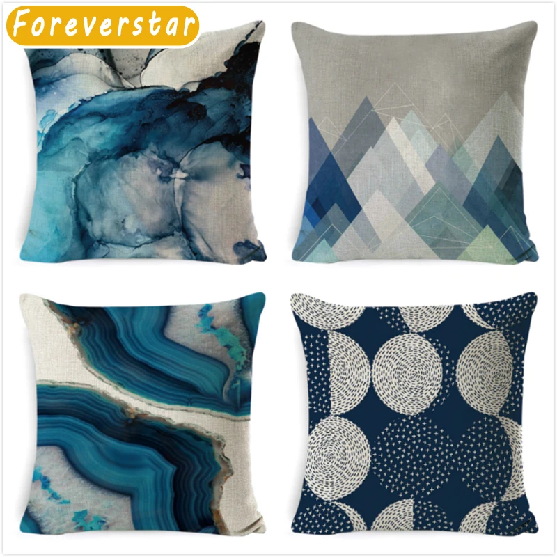 

Cushion Cover Blue Beach Forest Abstract Cushion Case Polyester Pillowcase Home Office Sofa Waist Pillow Case 45*45cm kussen