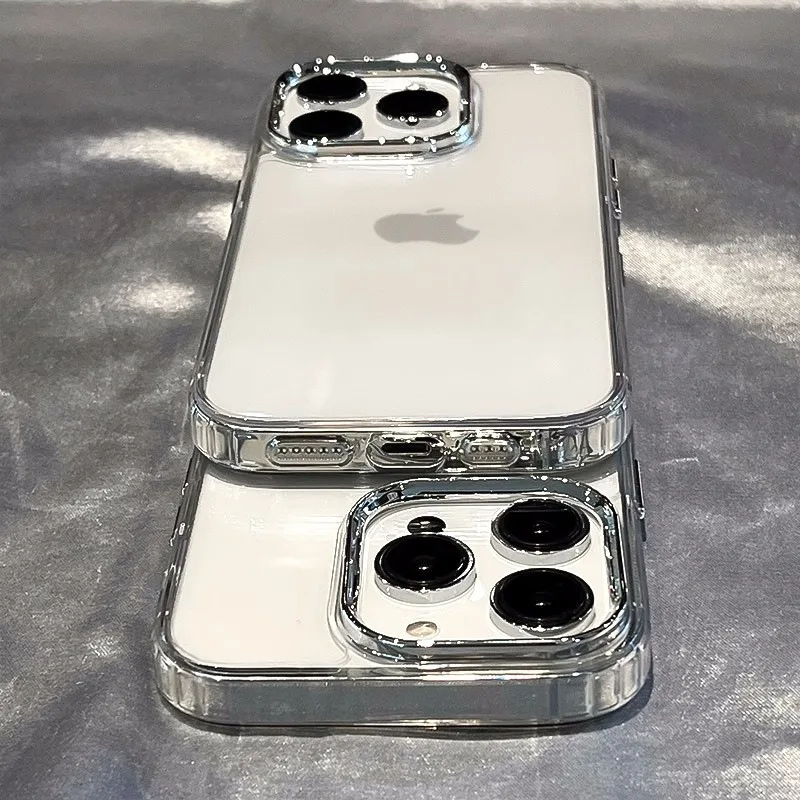 Luxury Electroplated Lens Frame Phone Case - Shockproof HD Clear Back Cover