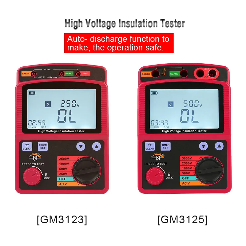 Gm3123 Gm3125 Digital Megger Insulation Resistance Tester Digital High Voltage Megger 2500v