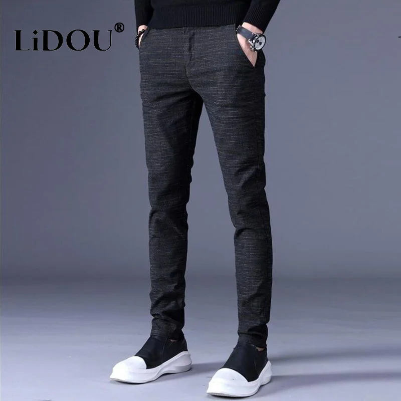 

2022 Autumn Winter Fashion Temperament Business Casual Pant Male Comfortable Simple Straight-leg Pant Man Solid Gentmen Trousers