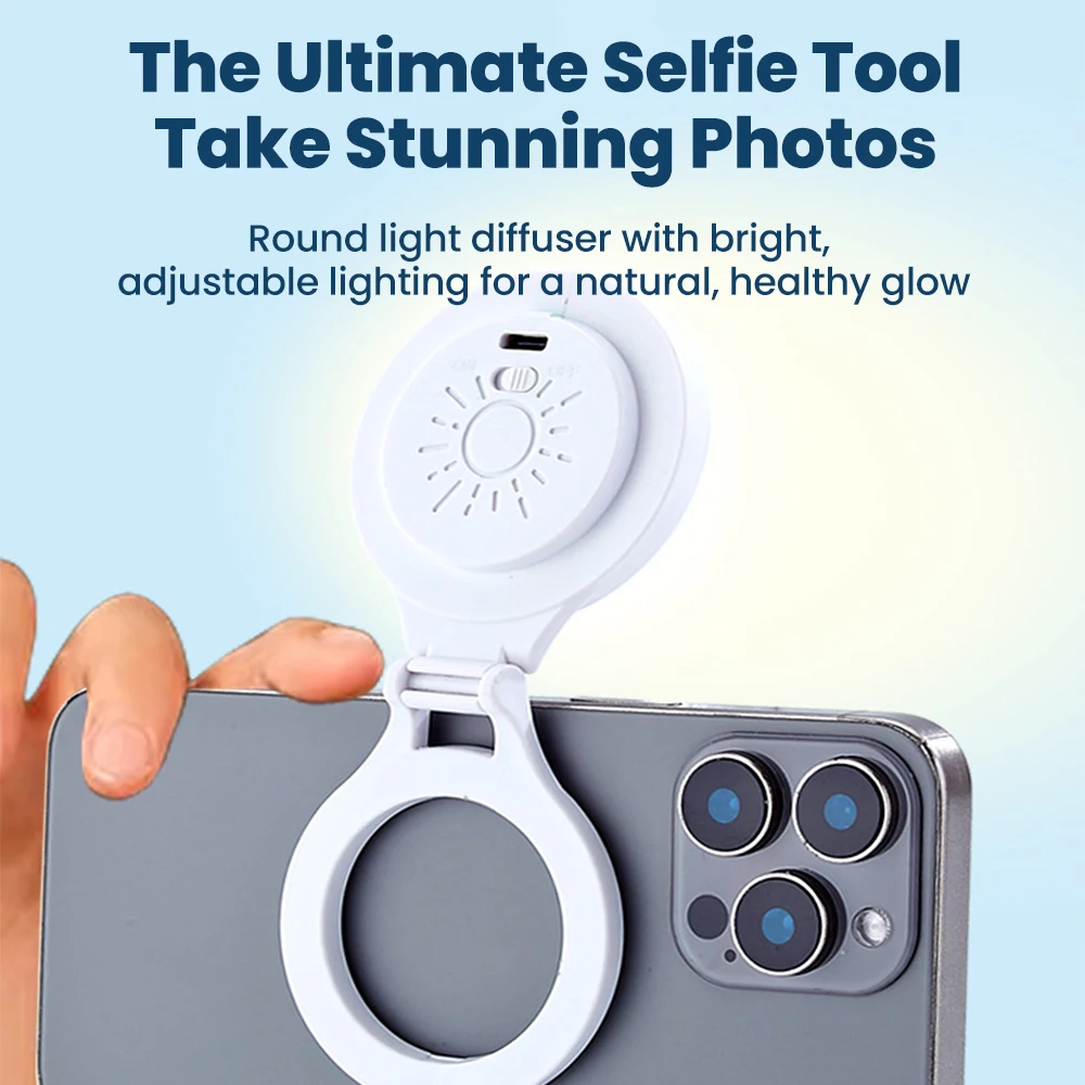 Luce Magnetica per Smartphone per Selfie e Miglioramento della Bellezza, Lampada Compatta Mini Pieghevole e Regolabile - immagine 3