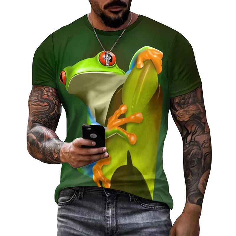 

New Summer Funny Tree Frog Graphic Pop Men T Shirt 3D Rhacophorus Animal Printed Tee Shirts Kid Women Fashion Cool Short Sleeve