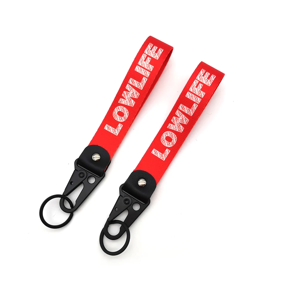 Keychain Holder Anti Lost Keychain JDM Initial D Nylon Auto Key Tags Steel Spring Clip Lanyard for Fake Taxi Low life Car Motorcycle Accessories