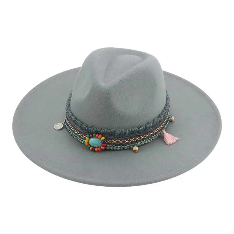 goorin bros fedora Fedora Hat Hats for Women Big Brim 9.5cm Band Western Cowboy Panama Solid Belt Luxury Men Hat Fedoras Felted Chapeau Femme шапка felt fedora hat