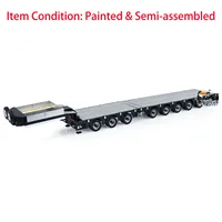 RC 9 Axles Metal Trailer Semi-assembled Extendible Trailers for 1/14 Remote Control Tractor Truck Car Models with LED Lights 2