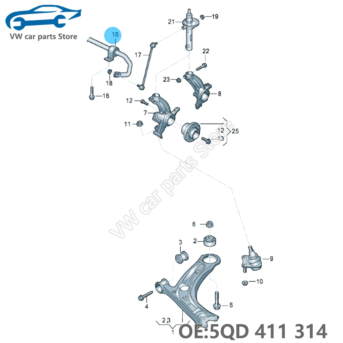 Front stabilizer bar sleeve apply to Golf 7 Mk7 Passat b8l Tiguan MK2 Octavia Superb Touran L stabilizer bar rubber sleeve open 5QD 411 314