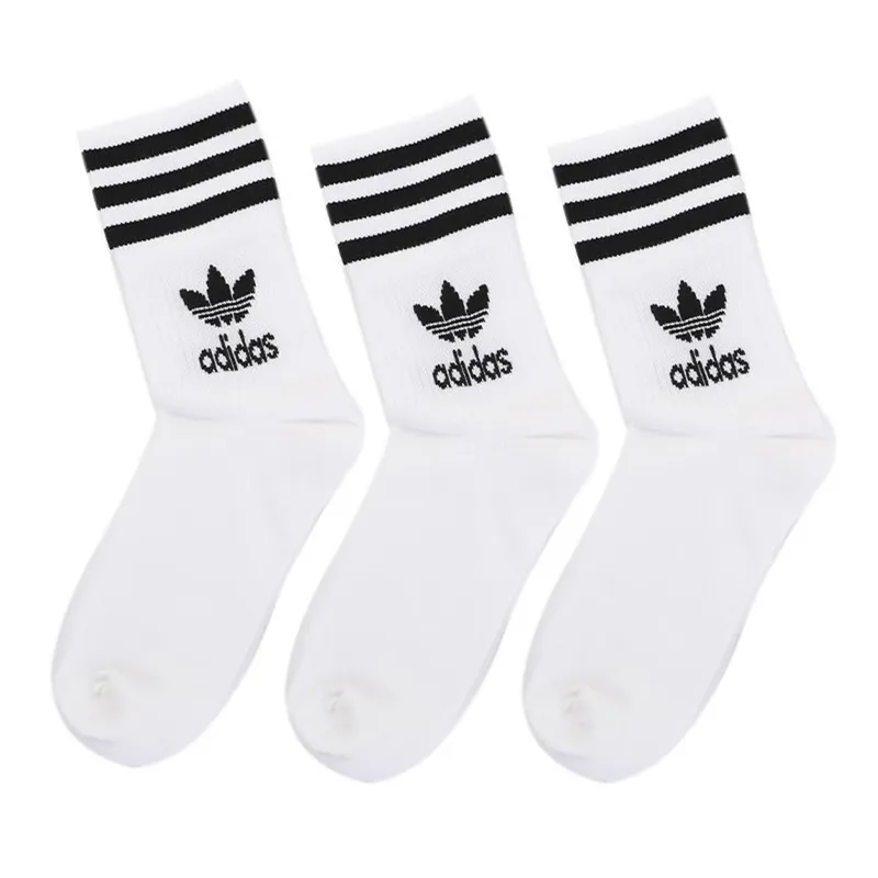 Adidas Trefoil Casual Socks for Men and Women: Mid-Calf, Breathable, Comfortable, White, 3-Pack GD3575