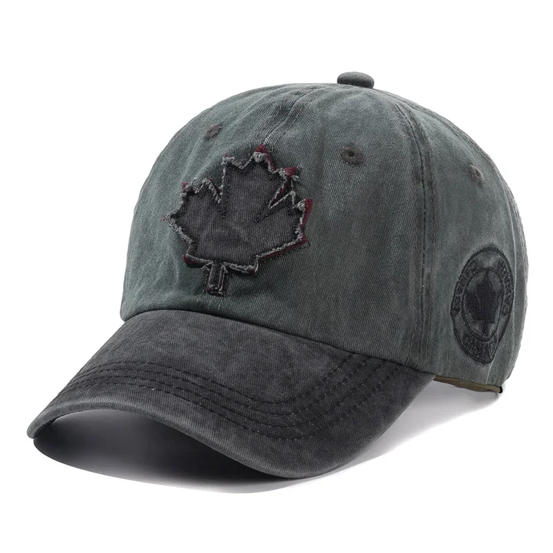 Unisex gewaschene Baumwolle Vintage Kappe Kanada große Ahornblatt Stickerei Baseball mütze Männer und Frauen Outdoor-Sport hüte – Detail 15