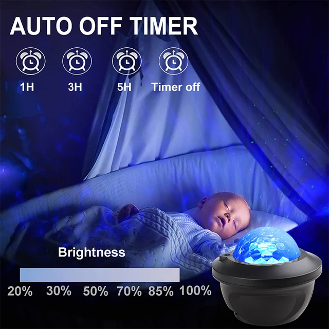 Starry Night Projector Night Light - 14 Different Lighting, Automatically Shuts Off, with Bluetooth Speaker - Image 3