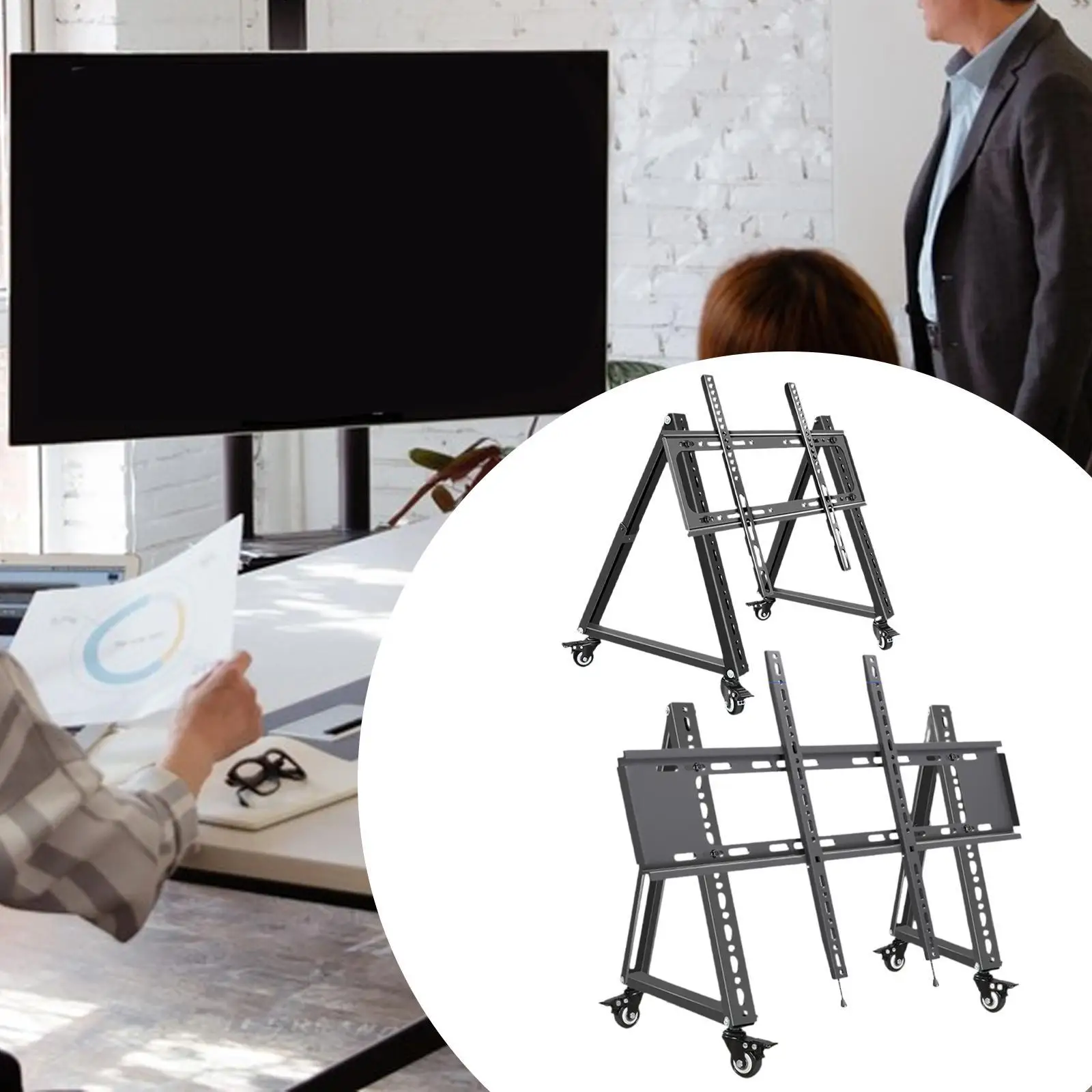 Low Height Mobile TV Stand for Flat Curved Screen TV, LED, LCD Versatile Sturdy