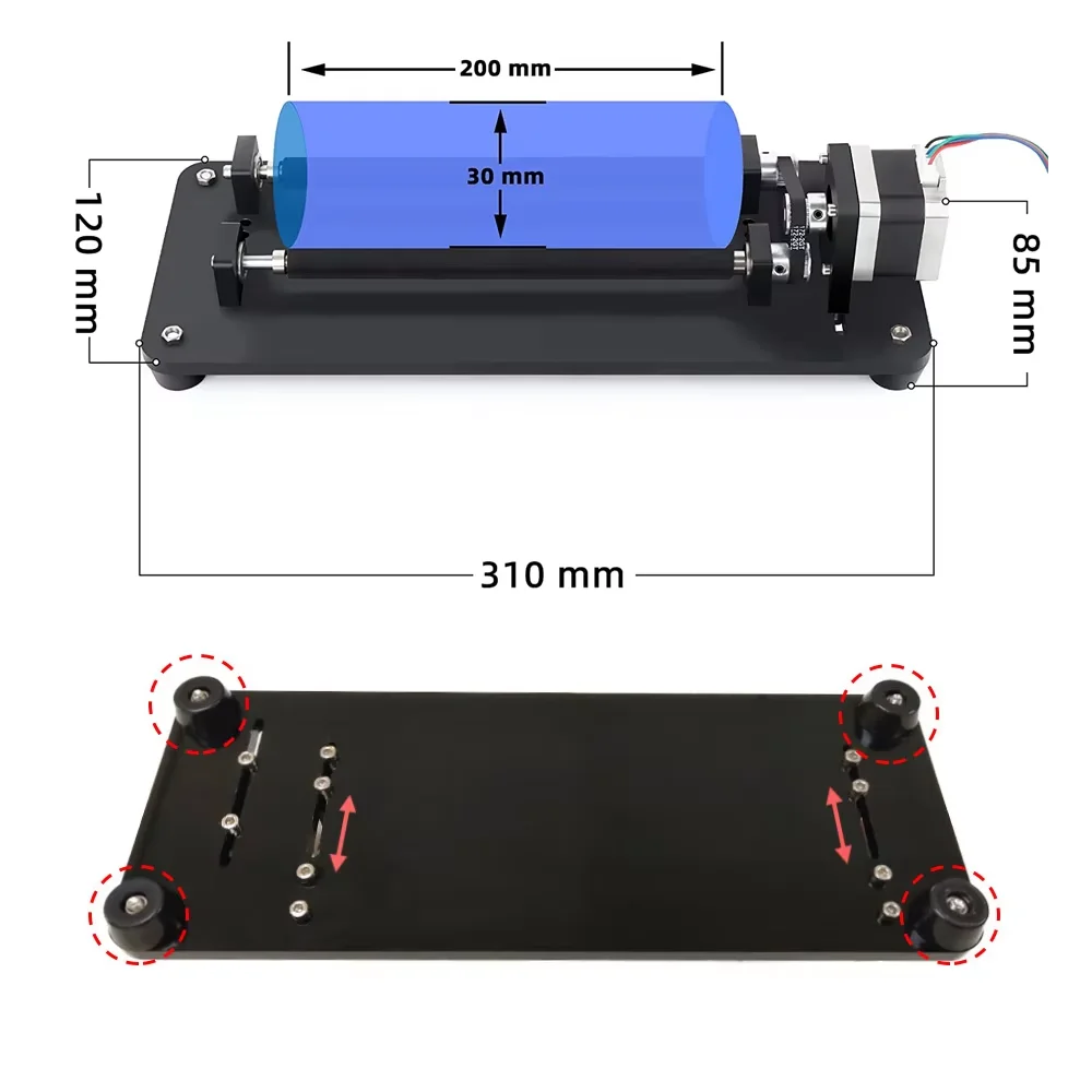 CNC Rotary Roller Y-axis Rotatory Laser Rotary for Engraving Cutting Machine Spherical Carving Cylinder Carving Cans Cups