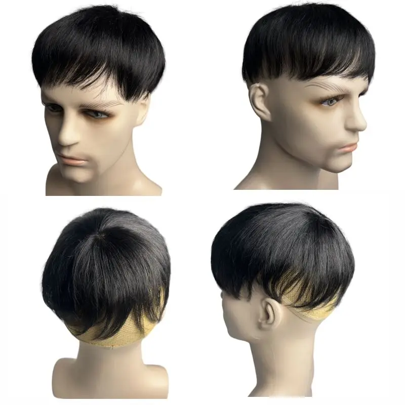 Parrucca da uomo Sistema di sostituzione dei capelli Parrucca per capelli protesi Capelli umani spessi Parrucchino da uomo con PU attorno a pezzi maschili per calvizie da uomo - immagine 2