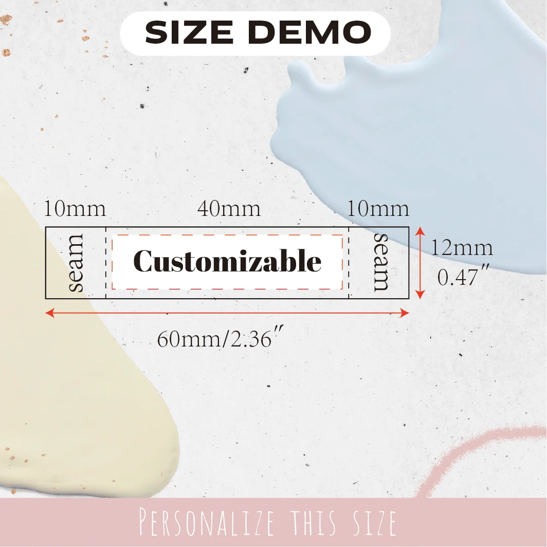 개인화된 접이식 능직 면 봉제 라벨 0.47″x2.36″ DIY 수제 공예 의류 가방용 친환경 잉크 맞춤형 로고 태그