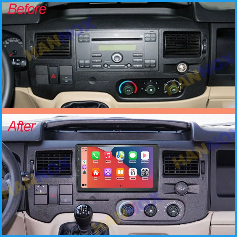 Hannox Per Ford New Transit 2009-2023 Autoradio Da 9 Pollici Navigazione Gps Android Autoradio Lettore Multimediale Stereo Head Unit Frame