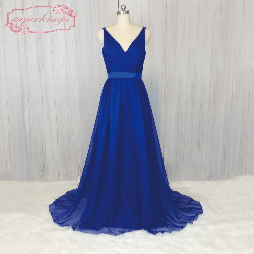 

SuperKimJo 2022 Royal Blue Bridesmaid Dresses Long Chiffon Elegant A Line Wedding Guest Dress 2023 Vestido Dama De Honra Adulto