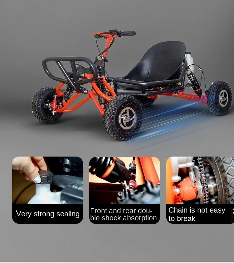Outdoor Drift 63cc Arm Shock Suspension Sand Cross Through Kart 2 Stroke Go Kart With Gasoline Engine Pull Start Buggy Type