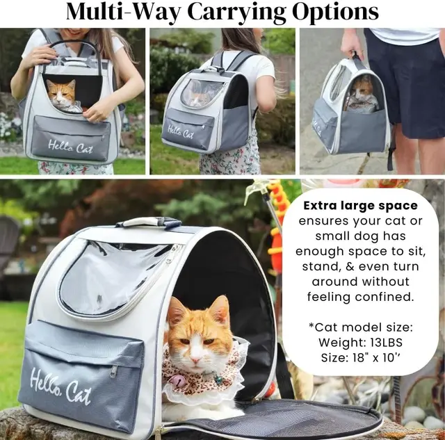 Cat Backpack, Pet Backpack Carrier for Small Dogs and Small to Medium Cats, Travel Pet Carrier with Soft Padded, Reinforc 5