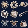 9Pcs/Pack Luxurious Elegant Metal Brooch Ladies' Flower Pearl Butterfly Sun Brooch Cloth Scarf Jewelry Accessories 1