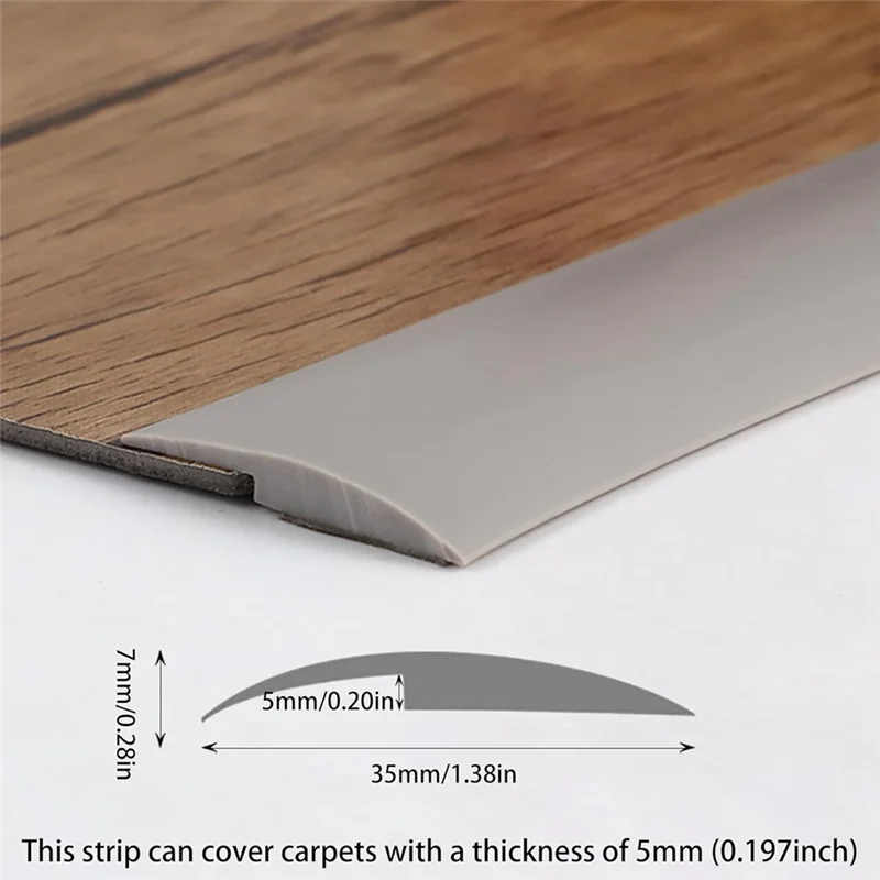 Self-Adhesive Carpet To Tile Transition Strip – 5m Length, Black Threshold Trim For Floors (Covers Up To 5mm)