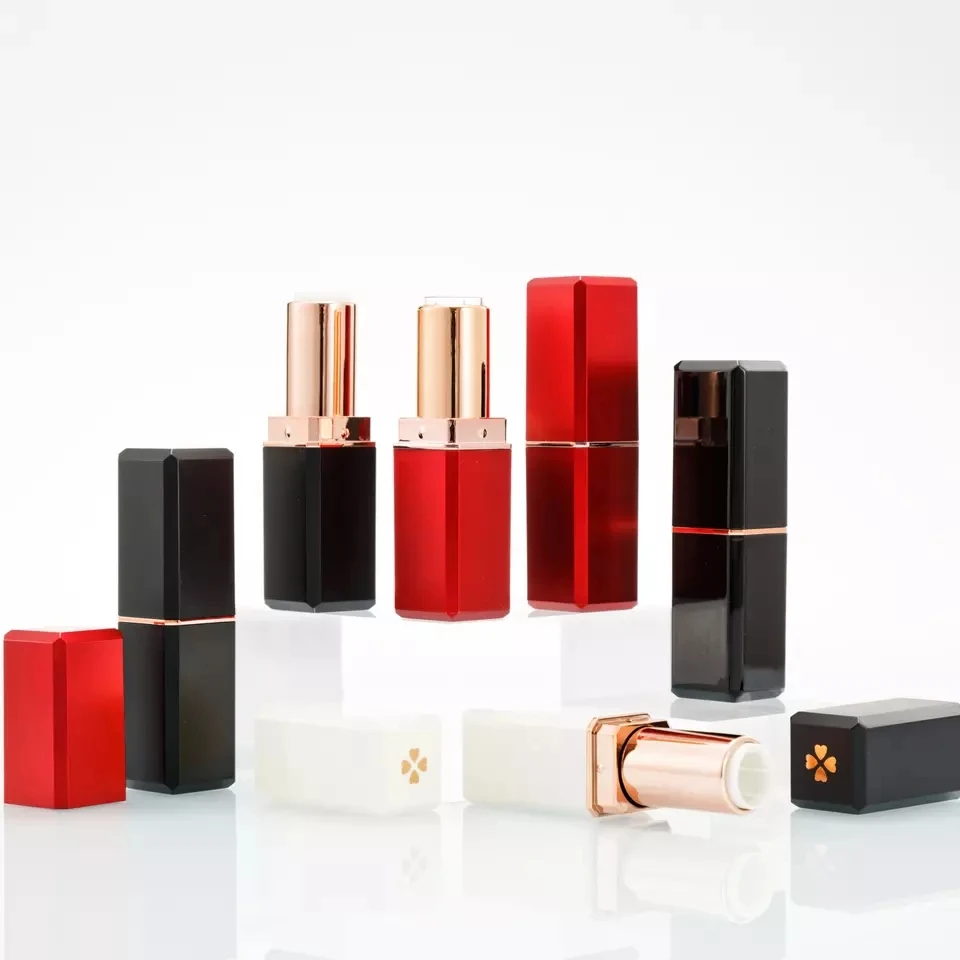 

200Pcs Luxury Shiny Gold Round Empty Aluminum Shell Lipstick Tube Container cosmetic lipstick packaging